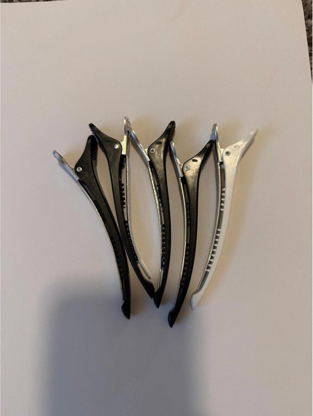 Set of 5 Black Silver White Hair Clips